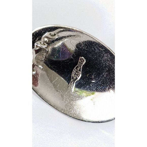 Large Oval Turquoise Art Glass Whiting And Davis Clip On Earrings - Vintage - Picture 10 of 10